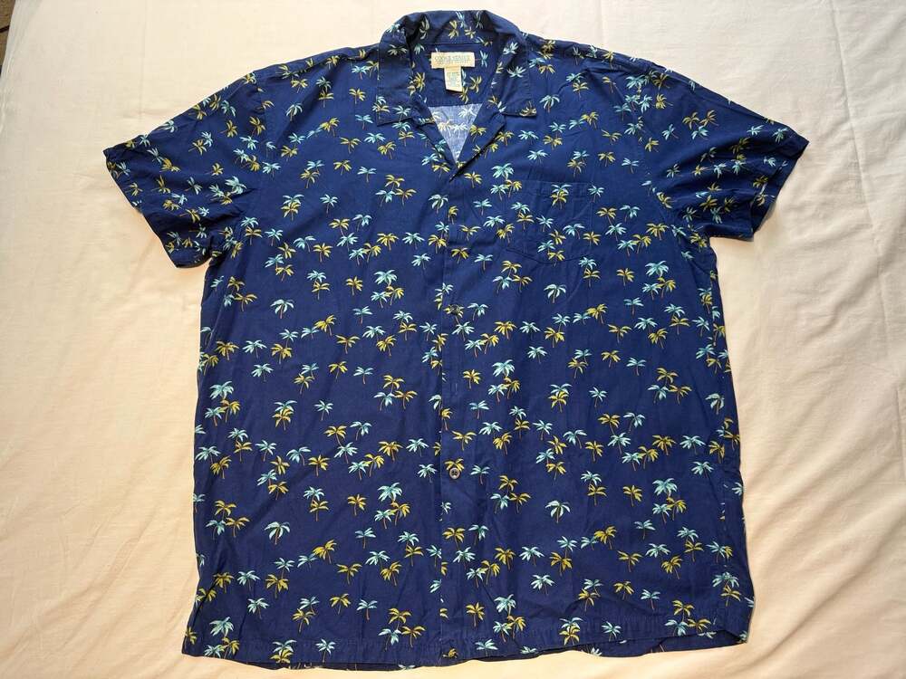 Cooke Street Hawaiian Islands Palm Tree Print Rayon Blend Shirt Size 2XL
